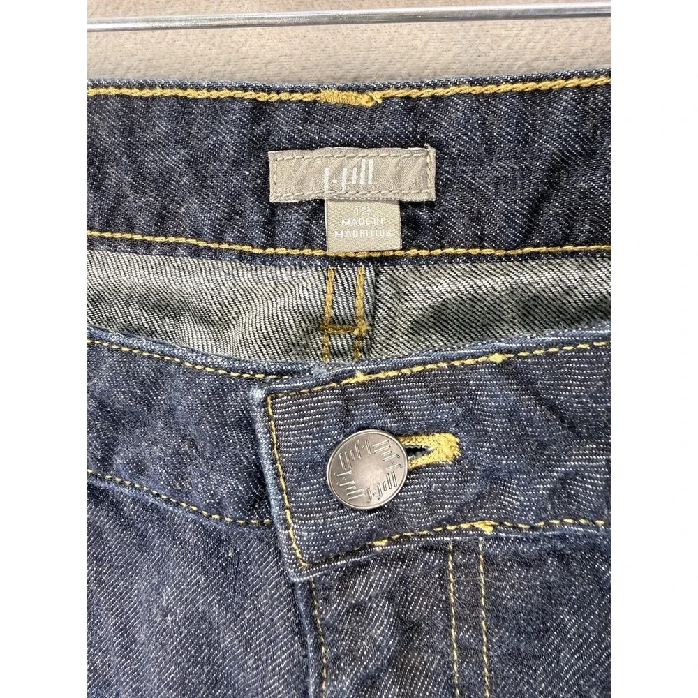 J Jill Jeans Women's Sz 12 Slim Straight Mid-Rise‎ Dark Wash Everyday Blue Denim